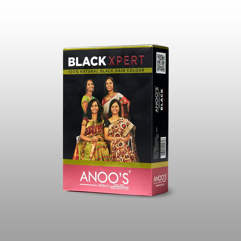 Anoo's Black Xpert 100% Black Hair Color (HENNA + INDIGO) -No Chemicals No Side Effects - Ayurvedic Propretary Medicine- Helps With Premature Greying