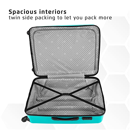 Safari Pentagon 3 Pc Set 55, 65 & 75 cms- Small, Medium & Large Polypropylene (PP) Hard Sided 4 Wheels 360 Degree Rotation Luggage Set/Suitcase Set/Trolley Bag Set (Cyan Blue)