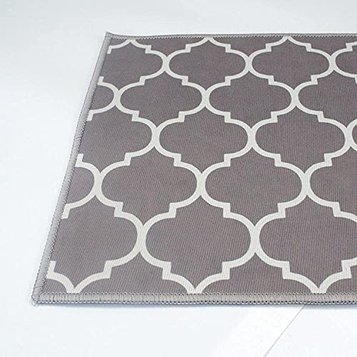 ishro home 3D Jet Printed Anti-Slip/Washable Rubber Mat for Kitchen Floor(Grey Waves)