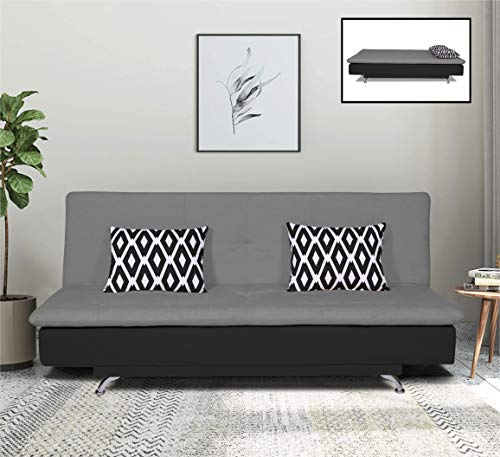 Adorn India Aspen 3 Seater Two Tone Rhombus Sofa Cum Bed (Grey & Black)