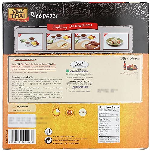 Real THAI Original Thai Cuisine Nottacia Rice Gluten Free Rice Paper 16cm, 100g., Yellow & Black