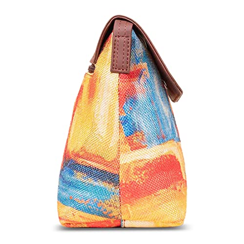 ZOUK Abstract Amaze Printed Women's Hand Crafted Vegan Leather Multicolour Flap Sling Bag