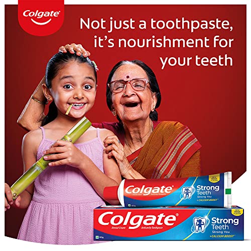 Colgate Strong Teeth, 500g, India’s No: 1 Toothpaste Brand, Calcium-boost for 2X Stronger Teeth, Prevents cavities, Whitens Teeth, Freshens Breath