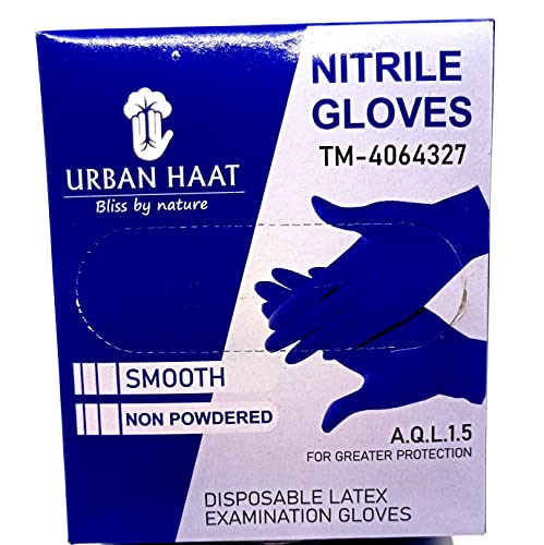 URBAN HAAT Powder Free Nitrile Gloves For Multiple Purpose In Medium Size (100 Pieces), Pack of 1