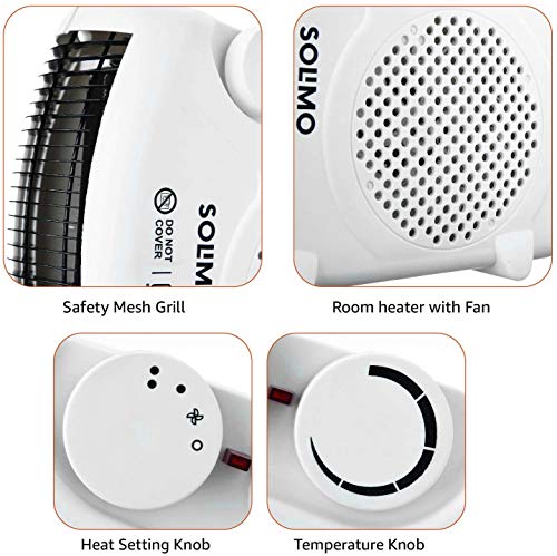 Amazon Brand - Solimo 2000/1000 Watts Room Heater with Adjustable Thermostat (ISI certified, White colour, Ideal for small to medium room/area)