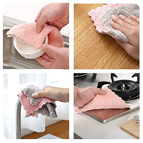 SAOYOAS 10 Pack Kitchen Cloth Dish Towels, Super Absorbent Coral Velvet Dishtowels, Premium Cleaning Cloths,Non-Stick Oil Quick Dry Dish Towels, Soft Tea Towels, Table Cleaning Cloths.