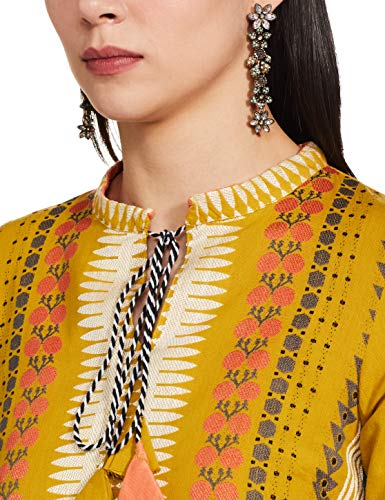 W for Woman Women's Cotton Kurta (18AUW17476-72536_Yellow_M (10))