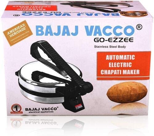 BAJAJ VACCO®Go-Ezzee Chapati/Roti/Khakhra Maker C-02 Wattage 900, Stainless Steel, Black