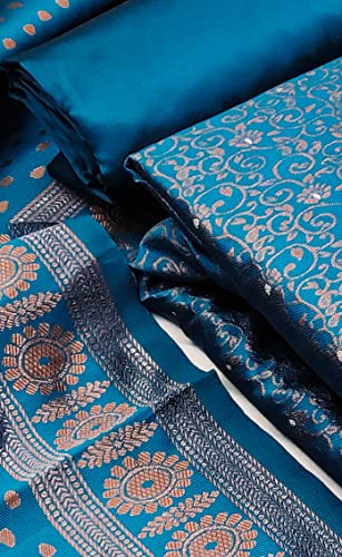 Magicthreads Women's Banarasi Silk Unstitched Salwar Suit Dress Material With Dupatta(DM_Riya_Fz)