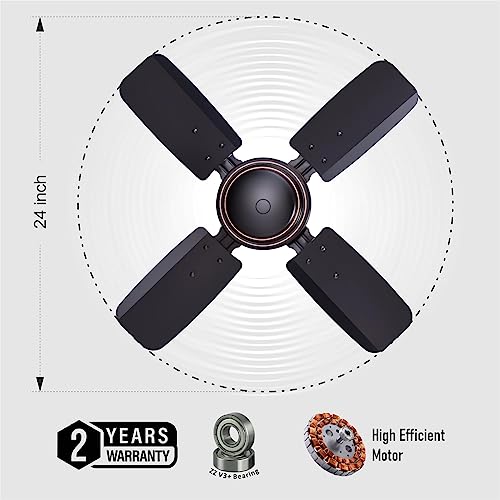 DIGISMART High Speed 850 RPM Uphaar 4 Blades (600MM) Anti DUST Coating Ceiling Fan Smoke Brown 2 Year Warranty (24 Inch Smoke Brown)