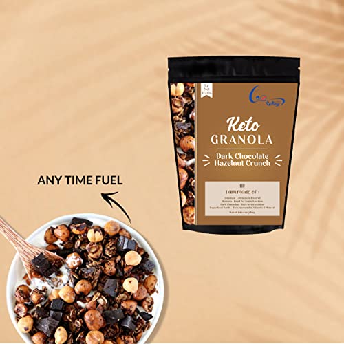 GoWhey Keto Granola, Dark Chocolate Hazelnut Crunch (250 g) | 1g Net Carb Per Serving | High Protein Breakfast| Healthy Snacks