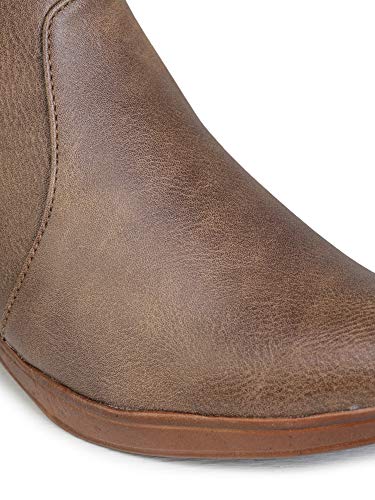 TRASE Women's Boots | Faux Leather, Trendy, Comfortable, Zipper Boots for Casual, Outdoor and Holiday Outings| Brown, 5 UK