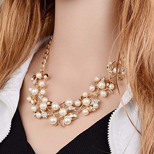 YouBella Jewellery Sets for Women Pearl Studded Necklace Jewellery set with Earrings For Girls/Women (Gold)