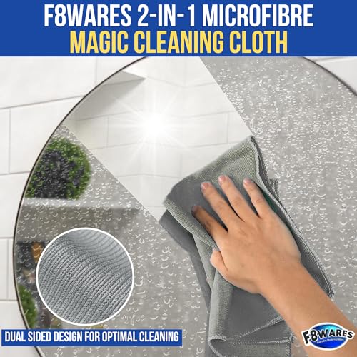 F8WARES 3pcs Glass Cleaning Cloth for Windows- Microfiber Cloth for Glass - Car Glass Cleaner - Specs Cleaning Cloth - Microfiber Cloth for Laptop Cleaning - Glass Cleaner Cloth Grey