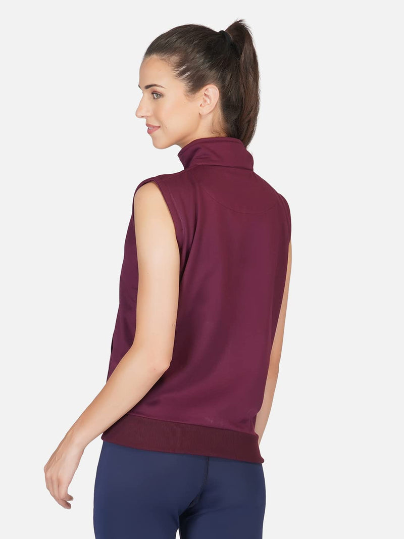 UZARUS Women's Half Sleeves Cotton Fleece Premium Jacket (XL, WINE)