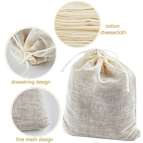 TUZAZO 50 Pack Reusable Drawstring Cotton Tea Bags - Cheesecloth Bags for Straining, Muslin Bags, Sachet Bags, Coffee Tea Bone Broth Brew Bags (3 x 4 inch)