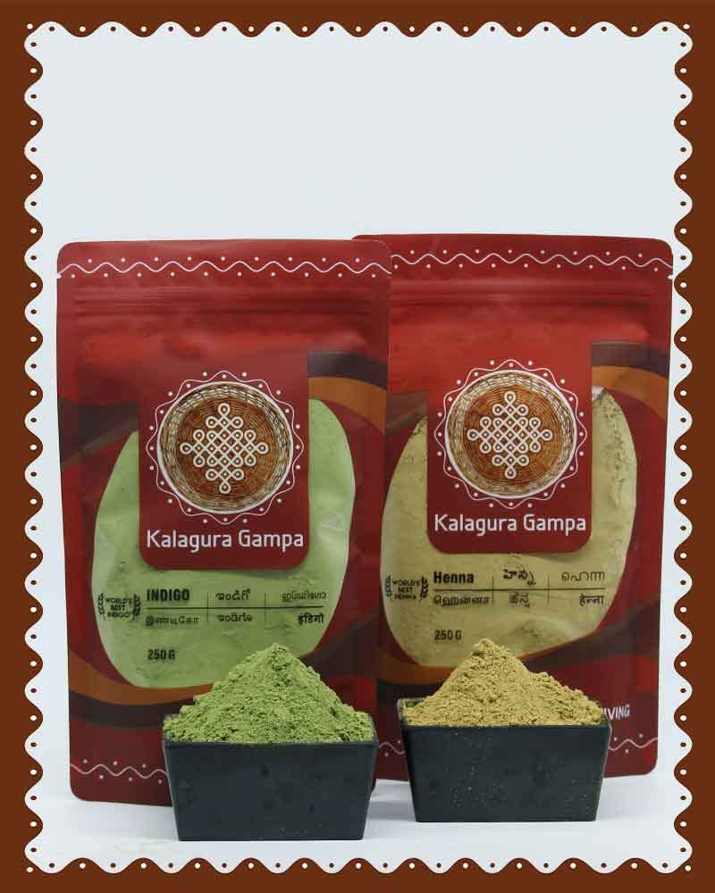 Kalagura Gampa Henna Leaves Powder, Indigo Leaves powder Combo(250gm+250gm)