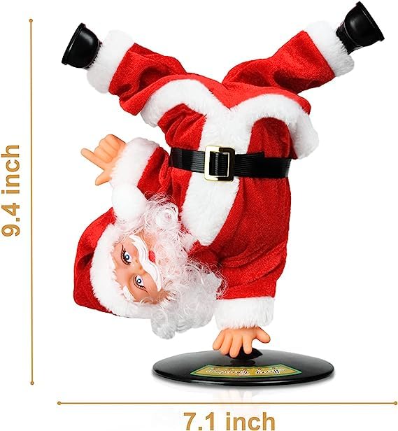 fizzytech Dancing Santa Claus Toy Upside Down Spinning Singing Electric Plush Christmas Toy Ideal for Xmas Holiday New Year Home Party Decoration Fun Interactive Animated Kids and Childrens