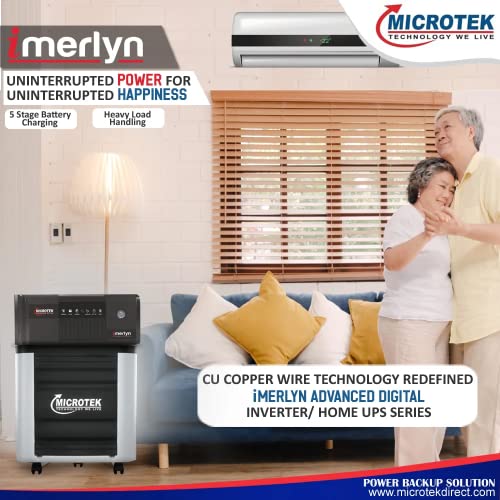 Microtek iMerlyn 850 Advanced Digital 700VA/12V Inverter, Support 1 Battery with 2 Year Warranty for Home, Office & Shops