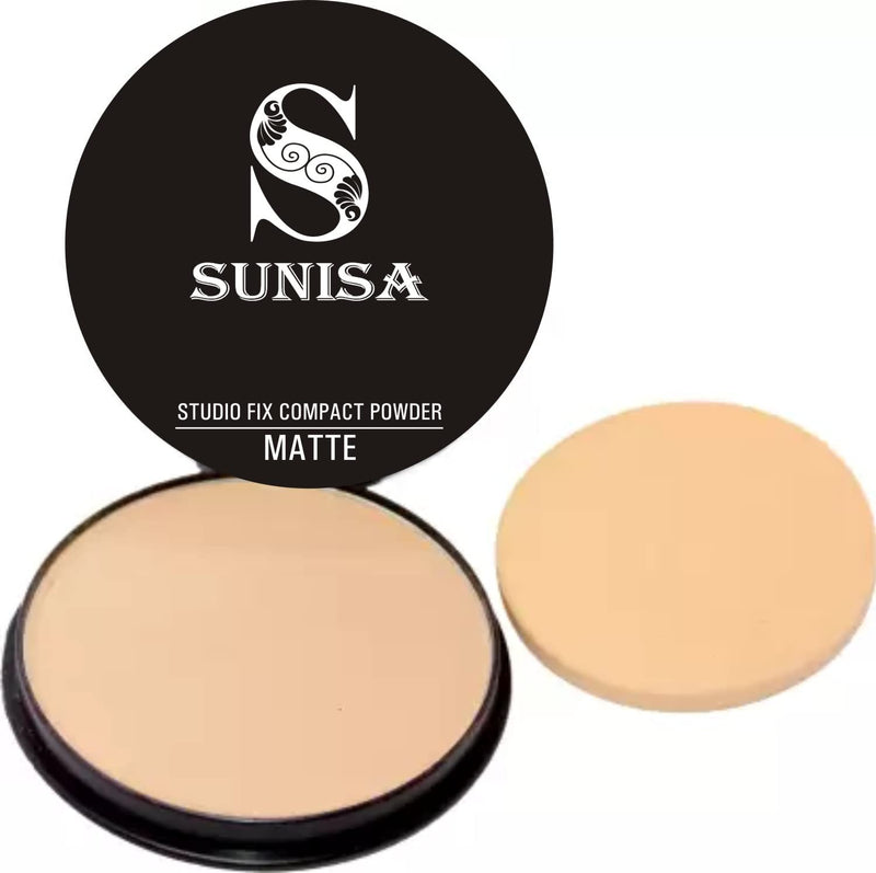 SUNISA 1 BB and CC Cream Matte, Natural Finish Foundation With Mushroom Head Air Cushion 20g and 1 Studio Fix Compact Powder with 1 Red Nail Polish - (Pack of 4)