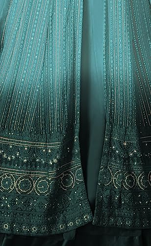 RUDRAPRAYAG Georgette and Santoon Anarkali Gown for Women | Semi Stitched Anarkali Gown for Women | Gown for Women 2023 | Gown in Clothing & Accessories Sky Blue