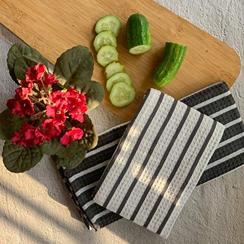 Pixel Home Superior Cotton Multi-Purpose Kitchen/Cleaning Towel/Waffle Dish Cloth (Black and White)(Pack of 6)