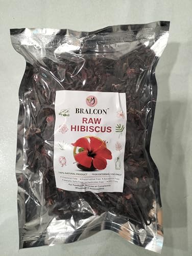 BRALCON Organic Raw Hibiscus -100g |Dry Hibiscus Flower |Rosa-Sinensis for Hair Care & FacePack |Gudhal Ka Phool for Hair growth, Skin Care|Pure raw form