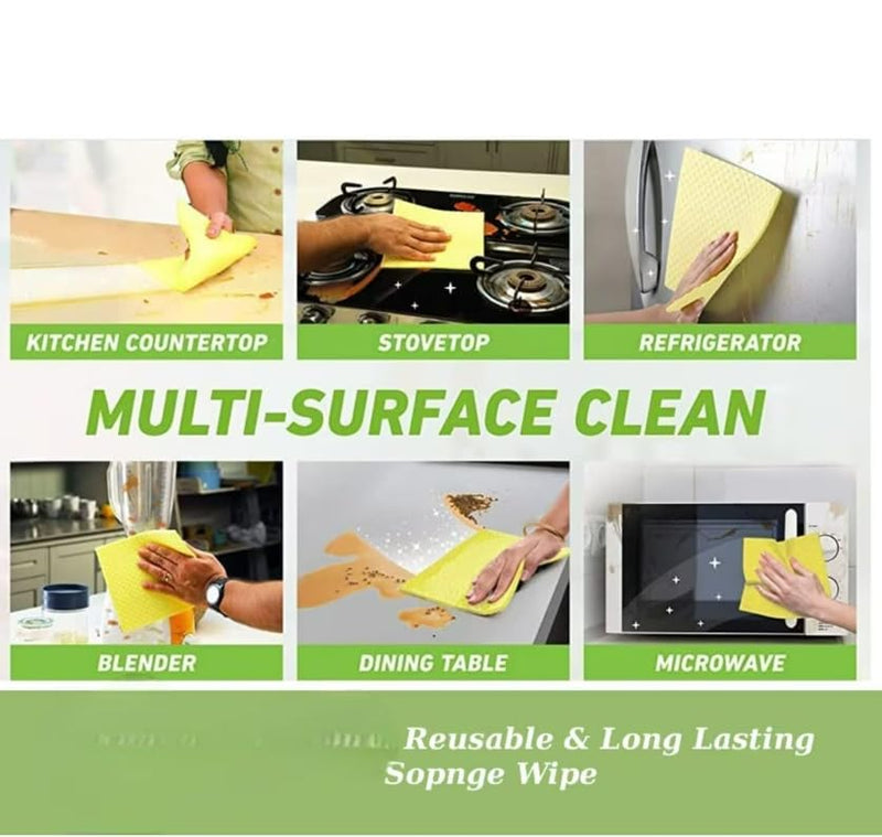 Tidy Home Cellulose Cleaning Sponge for Kitchen, 20 x 16 x 0.5 cm - Pack of 10 Wipes (Multicolour)