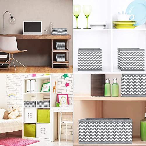 House of Quirk Foldable Cloth Storage Box Closet Dresser Drawer Organizer Cube Basket Bins Containers Divider with Drawers for Underwear, Bras, Socks, Ties, Scarves, Set of 6 (Wave, Non-woven)