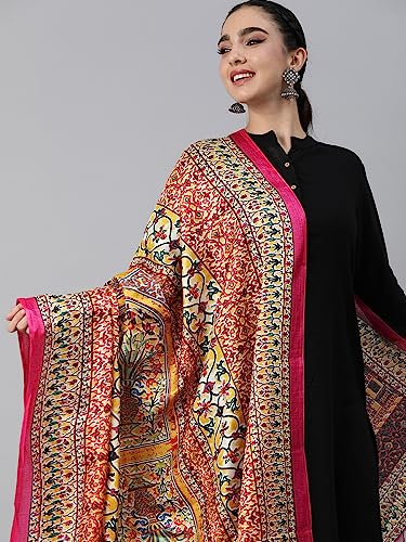 RANI SAAHIBA Women's Art Silk Dupatta(SSKRDD2173_Pink)