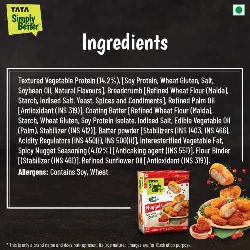 Tata Simply Better Plant-Based Nuggets, Tastes Just Like Chicken - 15 Pieces, 270g