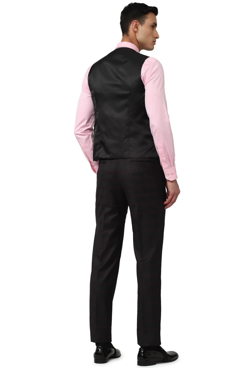 Van Heusen Men's Polyester Blend Three Piece Suit (VHSUWSLFA97172_Black