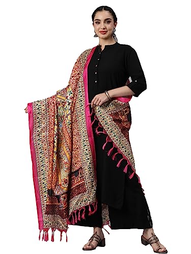 RANI SAAHIBA Women's Art Silk Dupatta(SSKRDD2173_Pink)