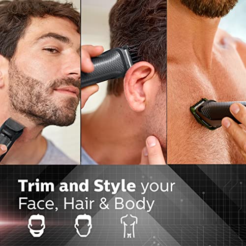 Philips Multi Grooming Kit MG3710/65, 9-in-1 (New Model), Face, Head and Body - All-in-one Trimmer for Men Self Sharpening Stainless Steel Blades, No Oil Needed, 60 Mins Run Time