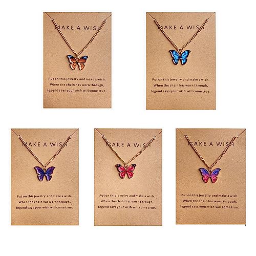 Shining Diva Fashion 5 Pcs Latest Stylish Butterfly Jewellery Necklace Set for Women Pendant Necklace Gifts for Girls (15200np)