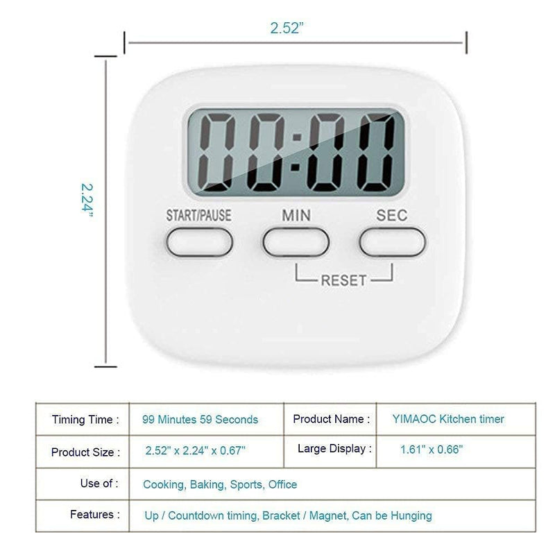 P-Plus International Digital Kitchen Timer Magnetic Countdown Cooking Kitchen Timers with Louder Alarm Big Digit, Back Stand Hanging Hole for Cooking Kids Teacher Shower Bathroom Oven Round