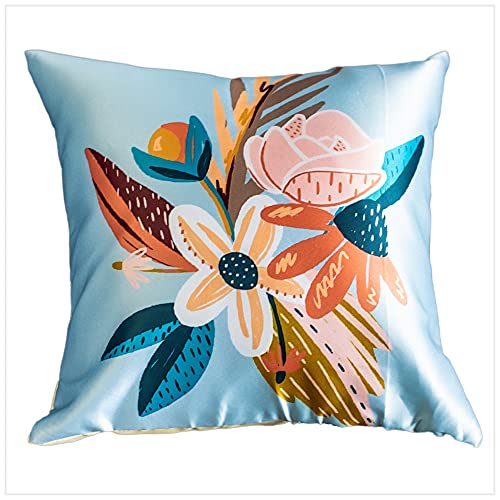 Vendola Microfiber Satin 250TC Blossom Flower Cushion Covers, Multicolour, Set of 5 (16X16 Inches, Blossom)