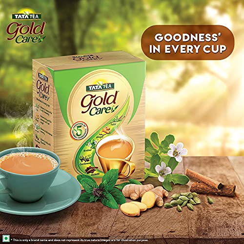 Tata Tea Gold Care, Rich in Taste, Goodness of Elaichi, Ginger, Tulsi, Brahmi & Mulethi, Black Tea, 1kg