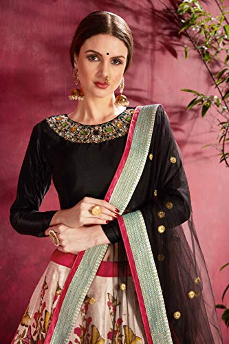 Zeel Clothing Women's Faux Silk Semi stitched Lehenga Choli (7006-new_Multicolored_Free Size)