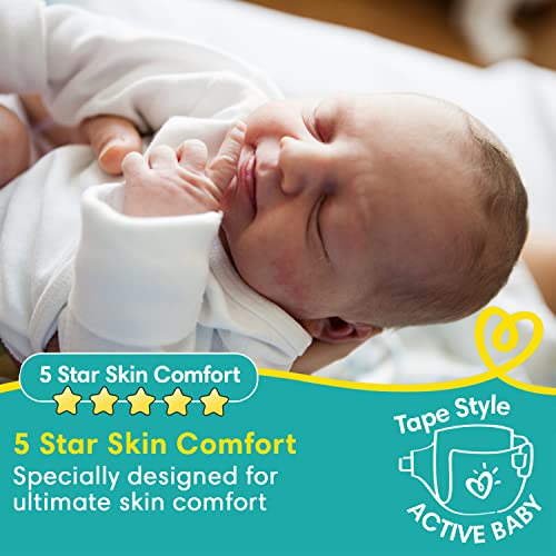 Pampers Active Baby Tape Style Baby Diapers, New Born/Extra Small (NB/XS) Size, 72 Count, Adjustable Fit with 5 star skin protection, Up to 5kg Diapers