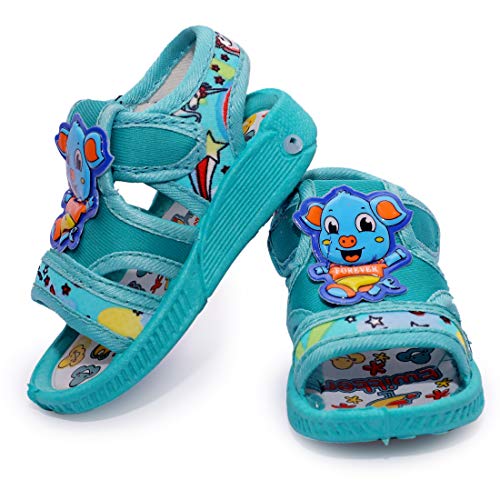 BOOMER CUBS Kids unisex sound Teddy bear walking sandals (Green, 2_years)