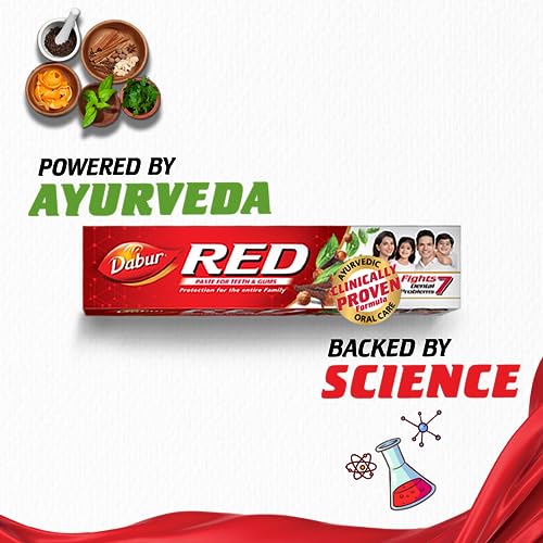 Dabur Red Toothpaste -800g (200gX4) | World's No.1 Ayurvedic Paste | Fluoride Free | Helps In Bad Breath Treatment, Cavity Protection, Plaque Removal | For Whole Mouth Health | Power Of 13 Potent Ayurvedic Herbs