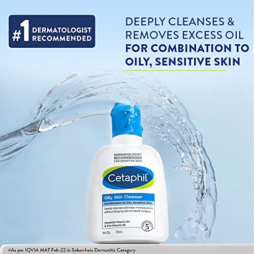 Cetaphil Oily Skin Cleanser , Daily Face Wash for Oily, Acne prone Skin , Gentle Foaming, 125ml