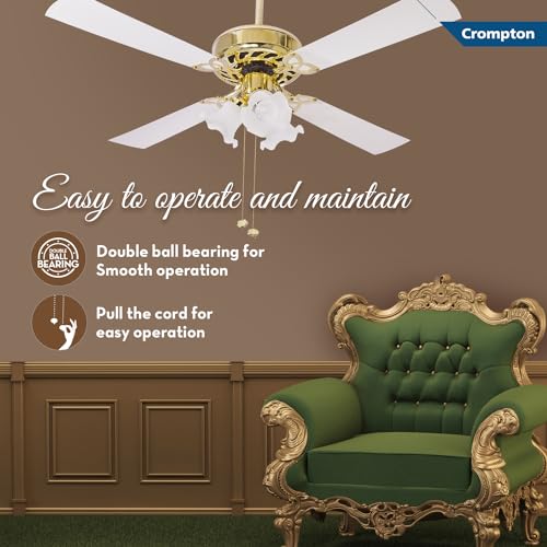 Crompton Uranus 1200 mm (48 inch) Decorative Ceiling Fan with Lights (Ivory) (URANUS1200IVY)