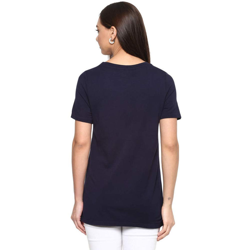 Vero Moda Women's Plain Regular fit T-Shirt (2052734006_Night Sky Small)