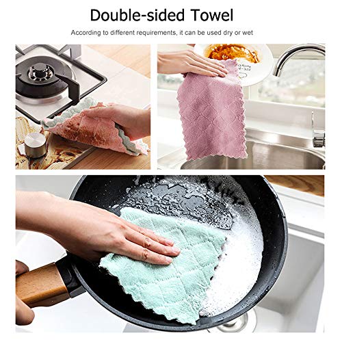 SOBBY 10 Pcs Small Size Kitchen Dish Cleaning Nonstick Oil Coral Velvet Microfiber Wipes Magic Oil Resistant Cleaning Cloth -10 pcs - 15cm x 27cm