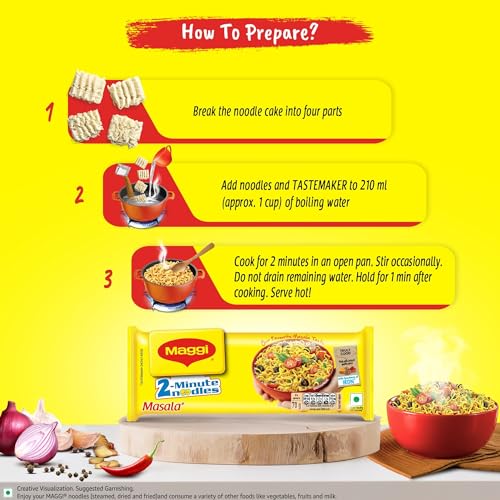 MAGGI 2-minute Instant Noodles, Masala Noodles with Goodness of Iron, Made with Choicest Quality Spices, Favourite Masala Taste, 560g