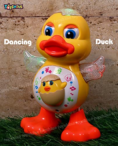 Toyshine Dancing Duck with Music Flashing Lights and Real Dancing Action (Battery Included),Plastic,Multi color,Pack of 1