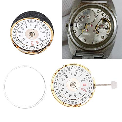 Movement, Watch Part, Durable with Double Calendar for Watchmakers Watch Repairing Three Needle Watch(White)