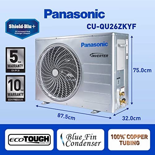 Panasonic 2.2 Ton 4 Star Inverter Split Smart AC (Copper, 7 in 1 Convertible, Twin Cool Inverter, Wifi enabled, 4 Way Swing, PM 0.1 Air Purification Filter,CS/CU-QU26ZKYF, 2023 Model, White)